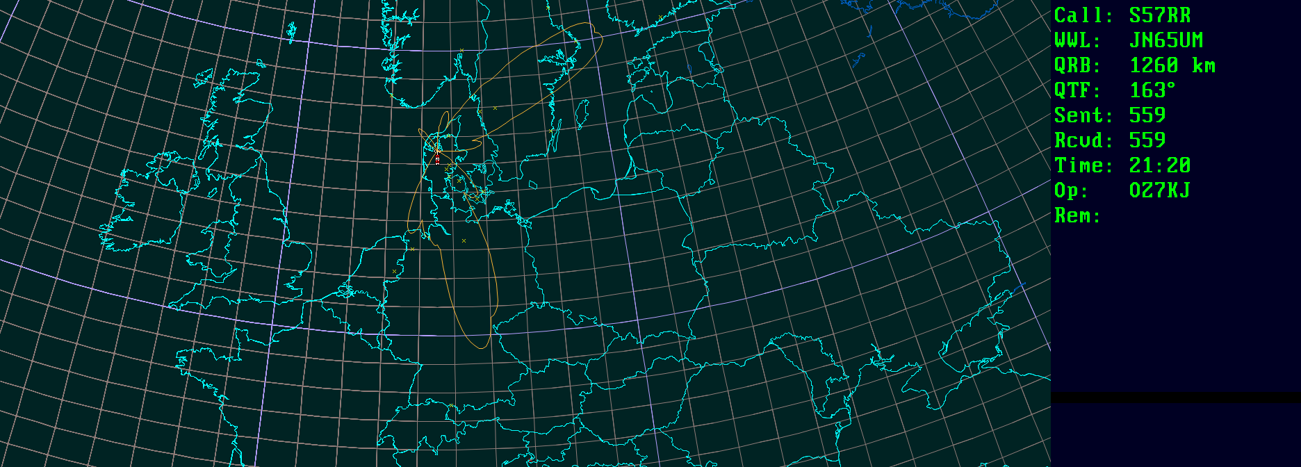 Polar map for 50 MHz