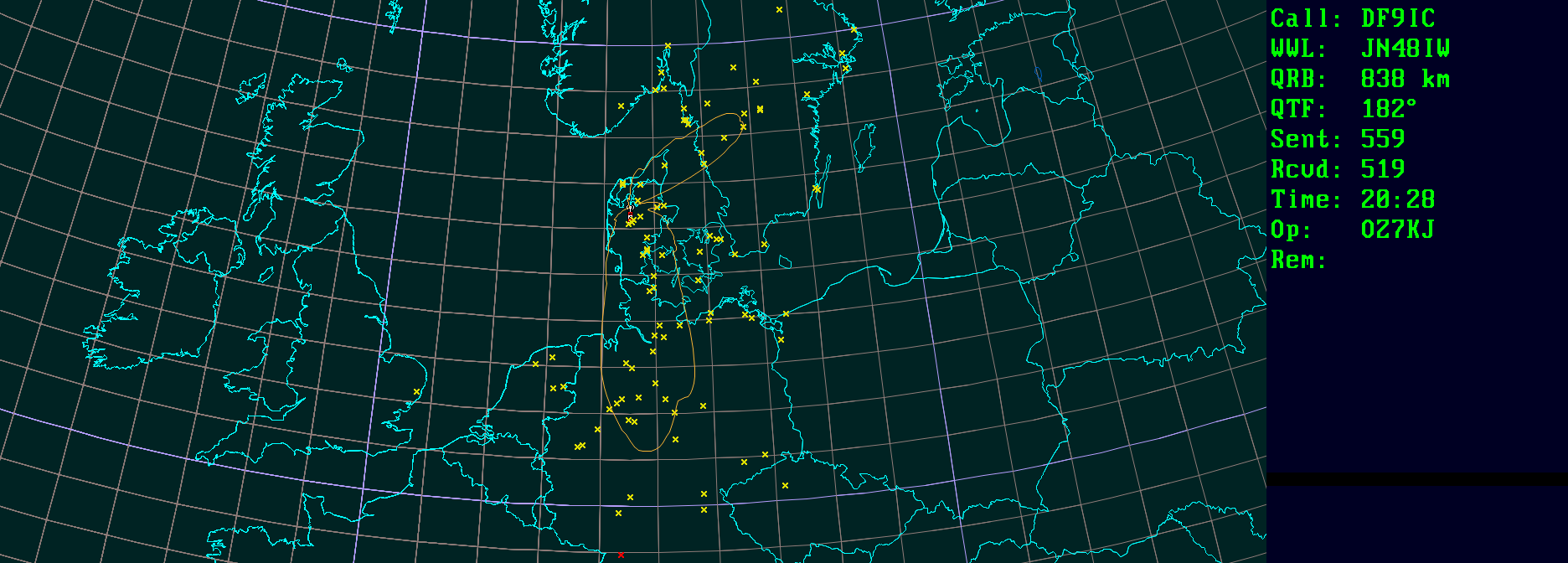 Polar map for 144 MHz