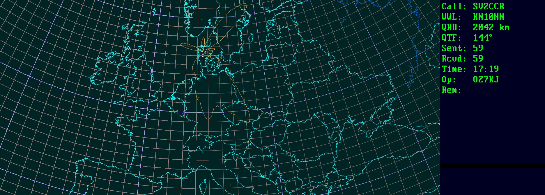 Polar map for 50 MHz