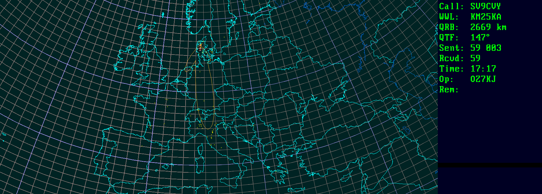 Polar map for 50 MHz