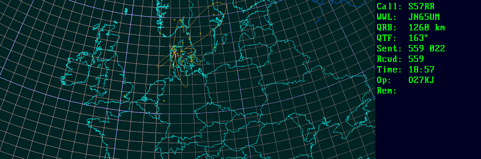 Polar map for 50 MHz