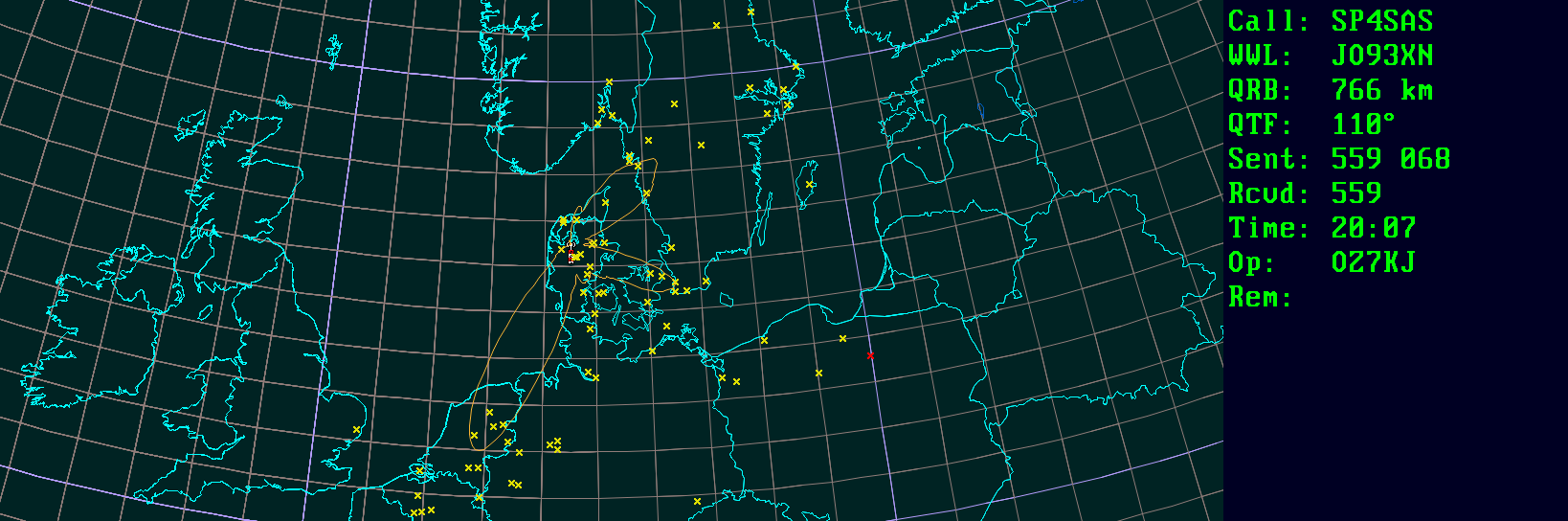 Polar map for 144 MHz