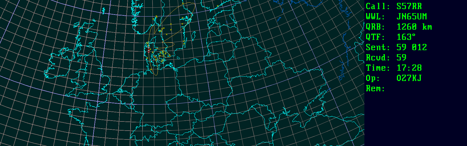 Polar map for 50 MHz