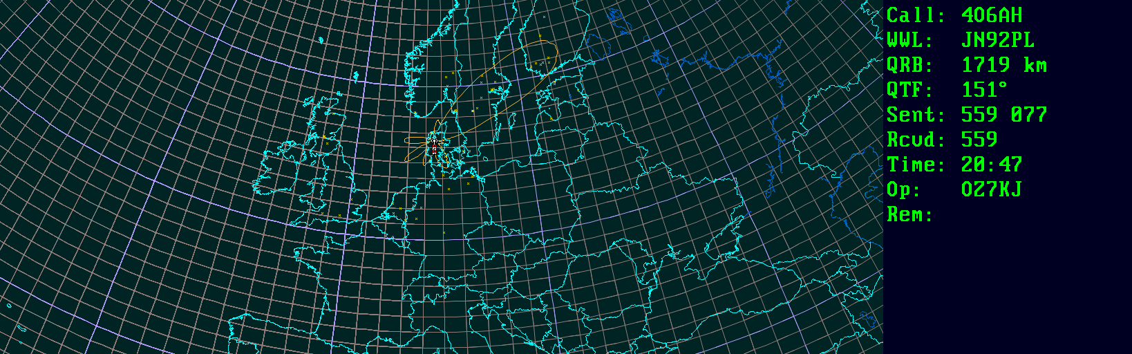 Polar map for 50 MHz