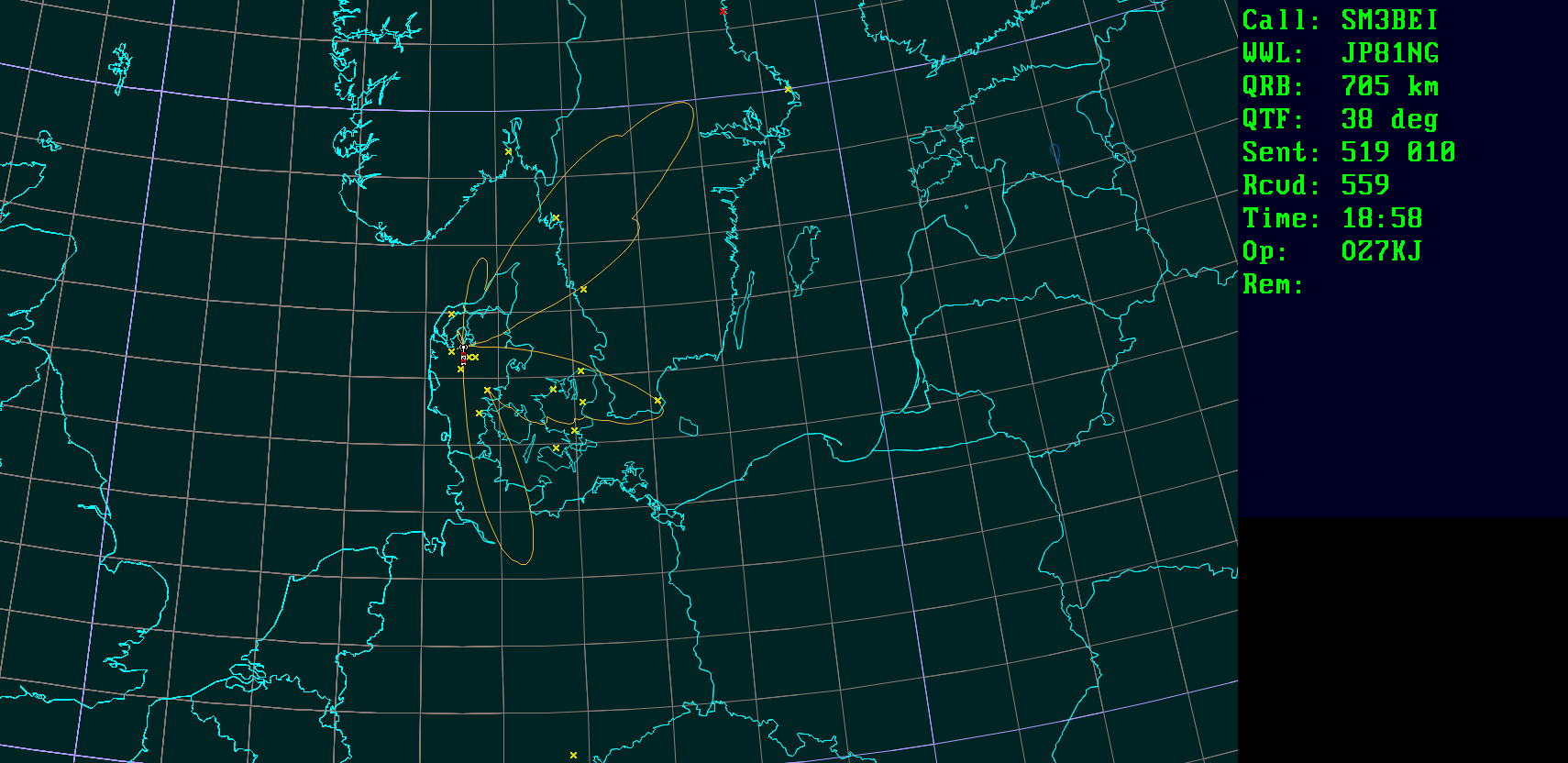 Polar map for 432 MHz